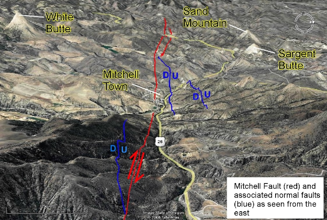 Areal view of Mitch Fault from East